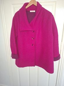 Cerise Pink  Woolen Coat by Vannucci. Size 18/20