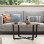 Round Coffee Table, Coffee Table, Industrial Style, Steel Frame, Easy Assembly, for Living Room, Bedroom, Rustic Brown and Black Image 2