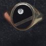 Vintage 9ct Gold Onyx & Diamond Signet Ring Size 59 Image 6