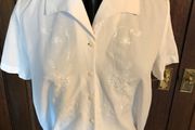 White Short Sleeve V-neck Blouse