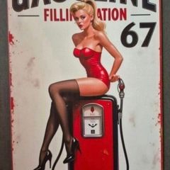 Vintage Style  Metal Sign. Gasoline advertisement.