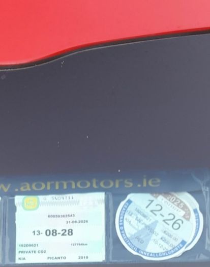 2019 Kia Picanto Red 1 litre NCT until 2028