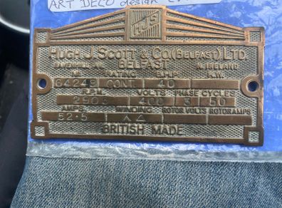 Scott Belfast brass plaque free postage