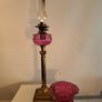 Victorian Cranberry Glass Oil Lamp Image 2