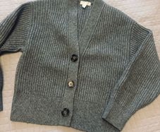 H&M Ribbed Knit Cardigan Grey XS