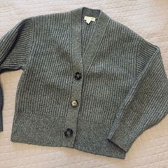H&M Ribbed Knit Cardigan Grey XS