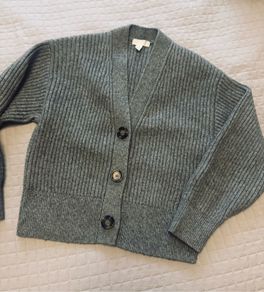 H&M Ribbed Knit Cardigan Grey XS