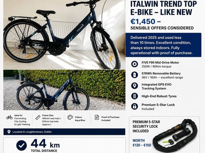 E-Bike  Like New - Italwin Trend Top
