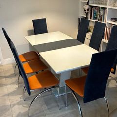 Dining Table & 8 Colour Block Dining Chairs