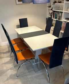 Dining Table & 8 Colour Block Dining Chairs