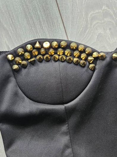 black gold stud dress
