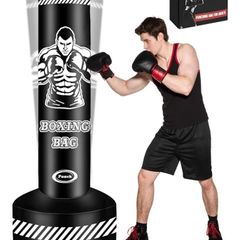 180cm Free Standing Boxing Bag Inflatable Heavy Punch Bag with Stand Kickboxing Bags for MMA Muay Thai Fitness Women Men Training Equipment