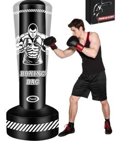 180cm Free Standing Boxing Bag Inflatable Heavy Punch Bag with Stand Kickboxing Bags for MMA Muay Thai Fitness Women Men Training Equipment