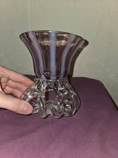 Pair of 1970's Jozefina Krosno Hand Blown Glass Bowl/Candle Holder