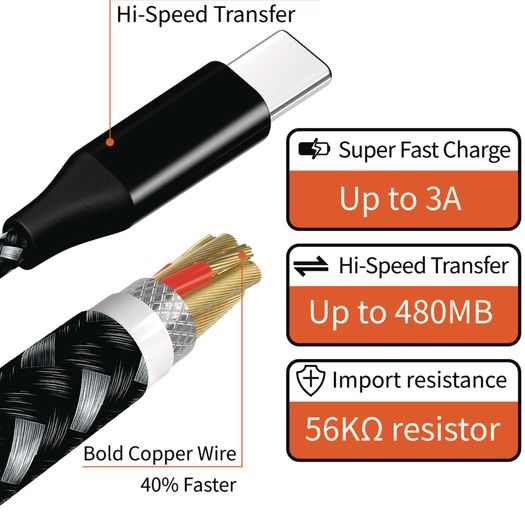 1M/2M/3M USB-C Lead For Samsung S9 S10+ S20+ Type C Charging Fast Charger Phone Cable Samsung