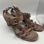 ECCO Ladies Brown Leather High Heel Sandals Size 9 EU40 Image 4