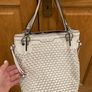 Karen Millen Light Grey Woven Leather Handbag Image 6
