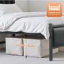 Double Bed Frame with Upholstered Headboard, 4ft6 Metal Beds with Heavy Duty Steel Slats Support Platform, Black Double Bed with Storage, Noise Free, Easy Assembly, No Box Spring Needed Image 6