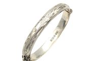 Vintage 925 Sterling Silver Childs Engraved Bangle, Birmingham 1972