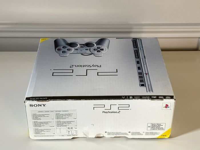 Original Sony PlayStation 2 Slimline Console in Satin Silver Boxed and Beautiful