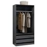 Wardrobe High Gloss Grey 100x50x200 cm Chipboard Image 3