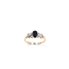 Gold ring 9k sapphire and diamonds