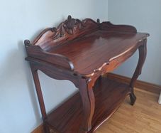Antique Victorian Flame Mahogany Console Table / W
