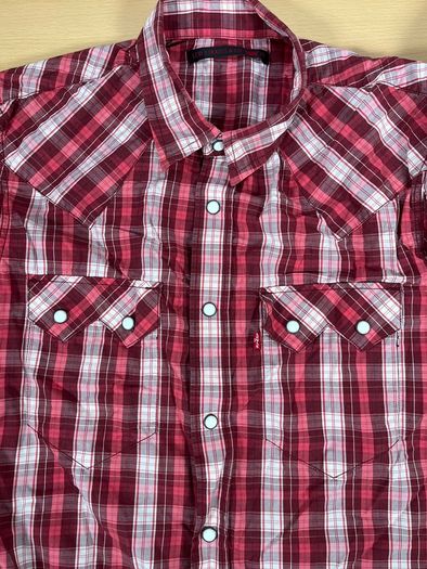 Vintage Levis Red Check Shirt Size M Mens - Pearl Snap