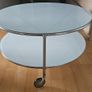 Coffee Table 2-tier , round , white glass , wheels Image 2