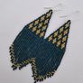 Dark Green beaded earrings, sterling silver hook Image 9
