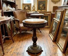 Old marble topped brass decorated table