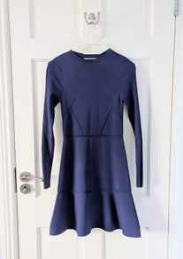 Zara Navy Knit Bodycon Flare Dress Size 8