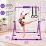 Kids Gymnastics Bar with Rings  Adjustable Height Foldable Training Bar Image 3