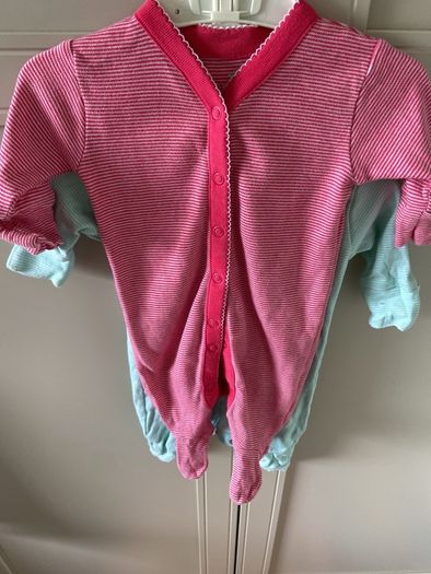 4 pack Next babygrows green and pink up to 1 month