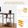 Small L Shaped Desk with Power Outlets - 100x70 cm Corner Computer Desk Writing Table, Reversible Large Storage Shelves, Bookshelf Workstation for Study Play Work Bedroom Home Office Brown Image 3