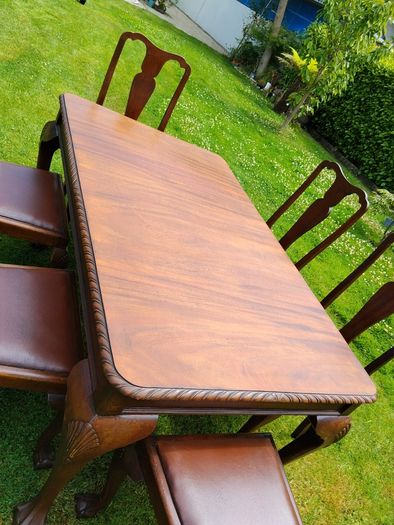 Mid century Solid Mahogany Dining Table and Chairs.