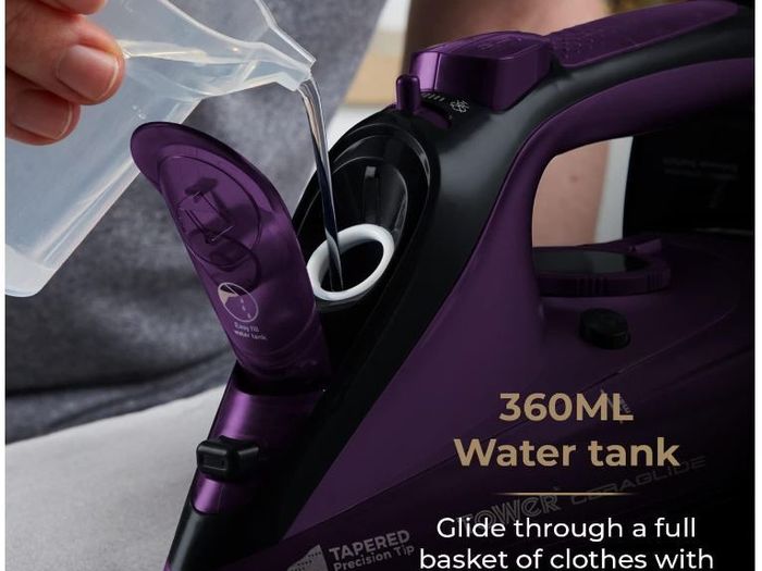 Tower T22008 CeraGlide Cordless Steam Iron with Ceramic Soleplate and Variable Steam Function, Purple