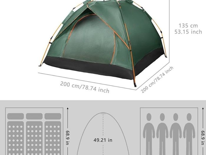 Hydraulic Dome Tent Canopy for Camping Automatic Waterproof Tents 3-4 Person Canopy Easy to Set up and package