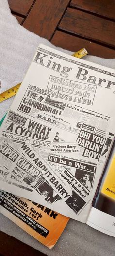 2 x boxing programmes,, Barry mcguigan fight 15th February 1986  R.D.S dublin ,and Steve Collins fight,9 September 1995 Cork, , 2 x irish boxing champions,,2 x legends of irish boxing...