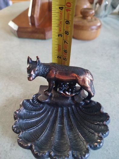 Romulus and Remus Brass / bronze  Figurine With Shell Dish as trinket dish / or ashtray.