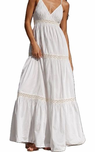 White Lace Detail Maxi Dress New Look