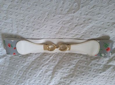 80s 90s Vintage Floral High Waist Belt With Gold Clasp