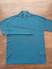 COS Metallic Sheer High-Neck Knit Top Petrol Blue