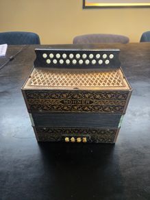Vintage A/D Hohner 2 Row Pokerwork Diatonic Button Accordion
