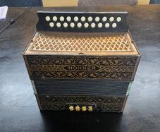 Vintage A/D Hohner 2 Row Pokerwork Diatonic Button Accordion