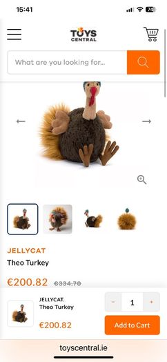 jellycat Theo turkey