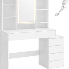 Dressing table with LED lighting and drawers