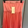 Womens Coral Pink Pleated Bandeau Midi Dress Image 2