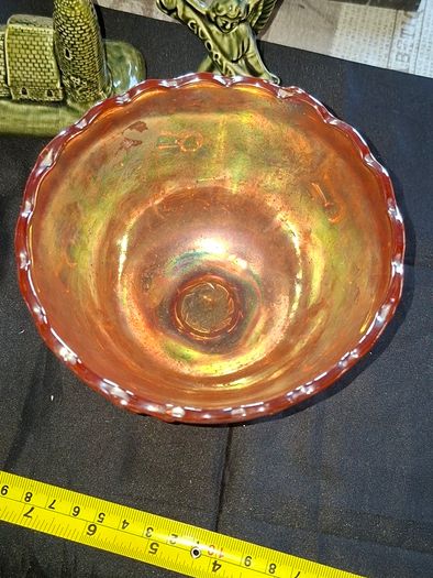 1920s Marigold Carnival Glass Bowl a Thistle and Thorn design, possibly manufactured by Sowerby Glass in the 1920s, no chips or cracks,