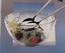 Glass salad bowl & servers, matching glass party plate